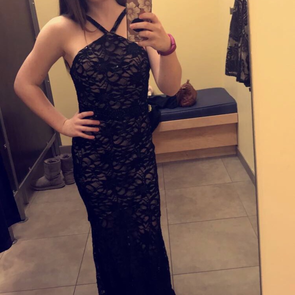 Black lace formal dress by Windsor